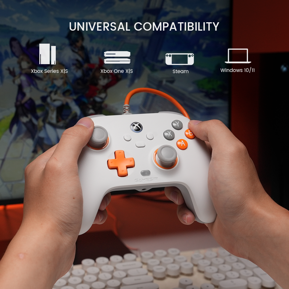 Control con cable GameSir T7 para Xbox Series X|S, Xbox One y Windows 10/11, gamepad plug and play con joysticks de efecto Hall y gatillos Hall, conector de audio de 3.5 mm - Blanco 6