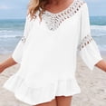 thumbnail image 4 of qelini Beach Cover up for Women Long Sleeve Cardigan Cover Up Solid Color Cover Up Tunic Summer Beach Vocation, 4 of 7