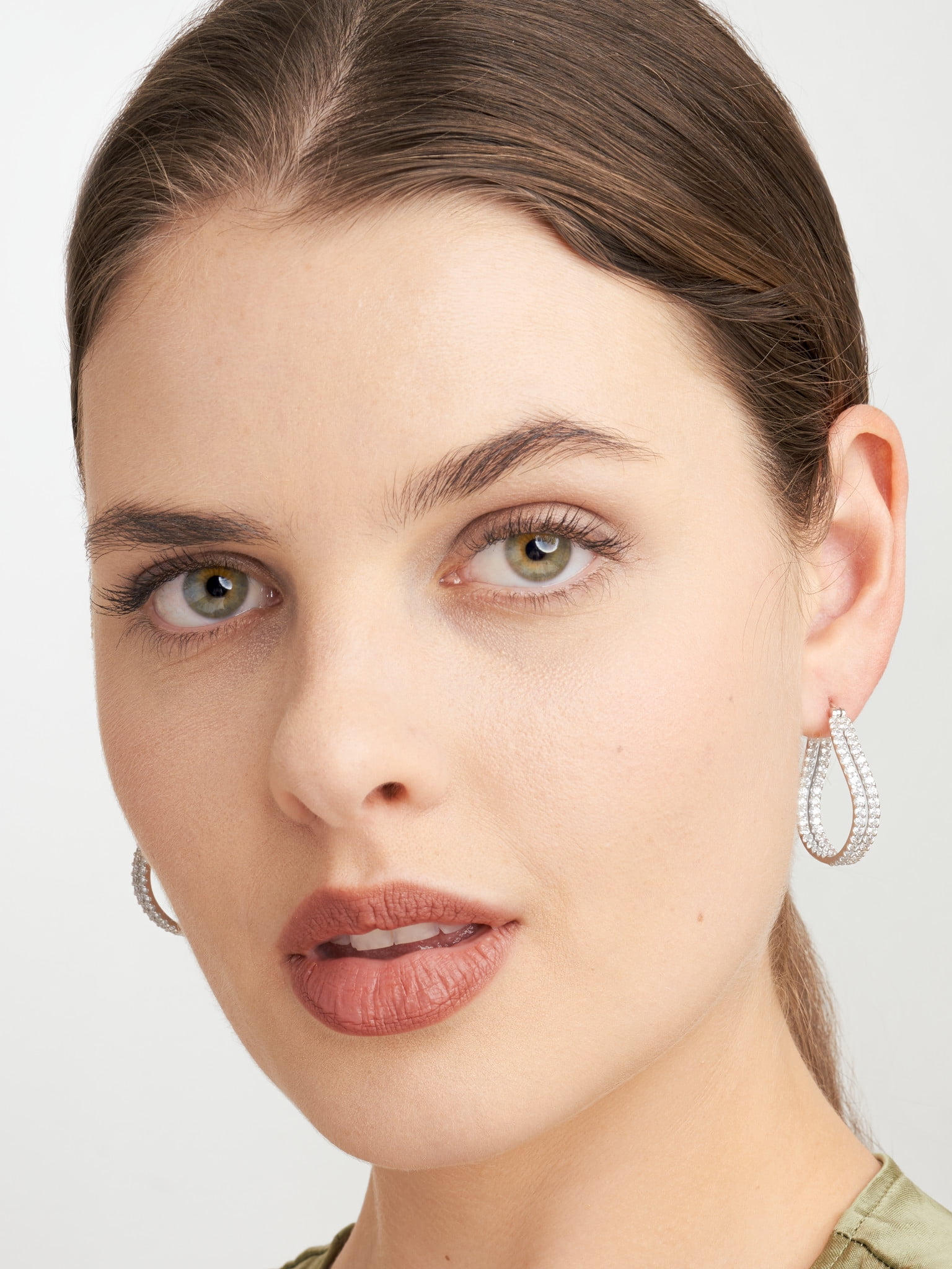 Sterling Silver Platinum Plated Wave hoop earrings