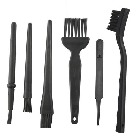 

6 in 1 Plastic Small Portable Handle Nylon Anti Static Brushes Cleaning Keyboard Brush Kit Black (Zip Bag )