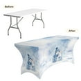 thumbnail image 4 of TSOVTHRID Cute Snowman Rabbit Print Tablecloth 6FT Tight Fitted Wrinkle Resistant Table Cloth Stretch Rectangular Patio Table Cover for Event, Banquet，Parties Christmas Decor, 4 of 7