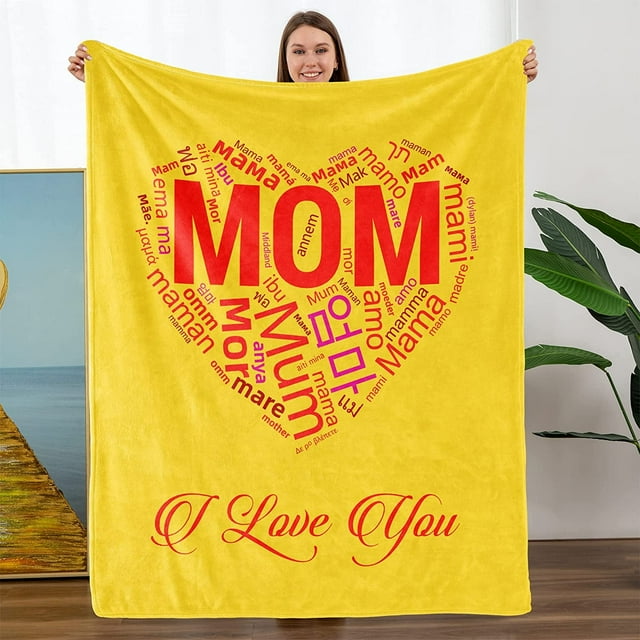 LHSHID Christmas Birthday Gifts for Mom Wrap Love Around Mom Mom Anniversary Christmas Birthday Gifts from Daughter Son Presents for Mother I Love You Mom Blanket 60x80in
