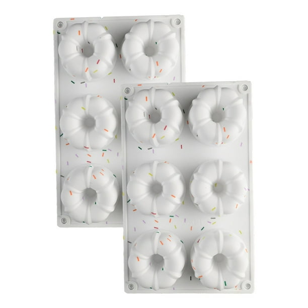 Moldes Donas para Hornear 6 Cavidades Silicona Diy Herramientas Antiadherentes (2pcs)