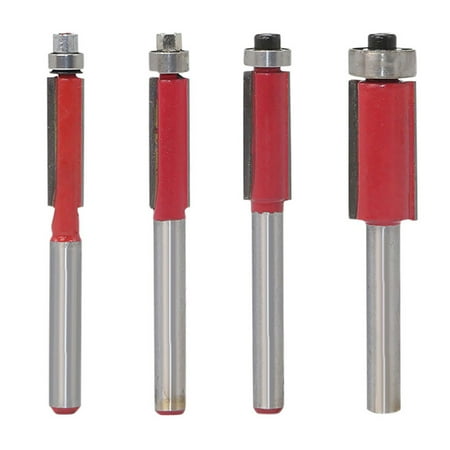 

Toyfunny 4Pcs 1/4 Shank Straight Flush Trim Router Bit Set Woodworking Cutting Tool