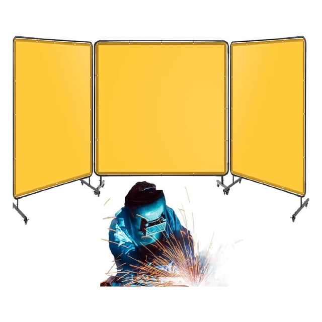 Eastvita Flame-Resistant 6x6ft Vinyl Welding Curtain Screen with Frame 4 Swivel Wheels (2 Lockable) for Workshop Industrial Protection