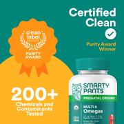 SmartyPants Prenatal Organic Multi & Omega-3 Gummies, New Packaging, Same Premium Nutrients, 90 Ct