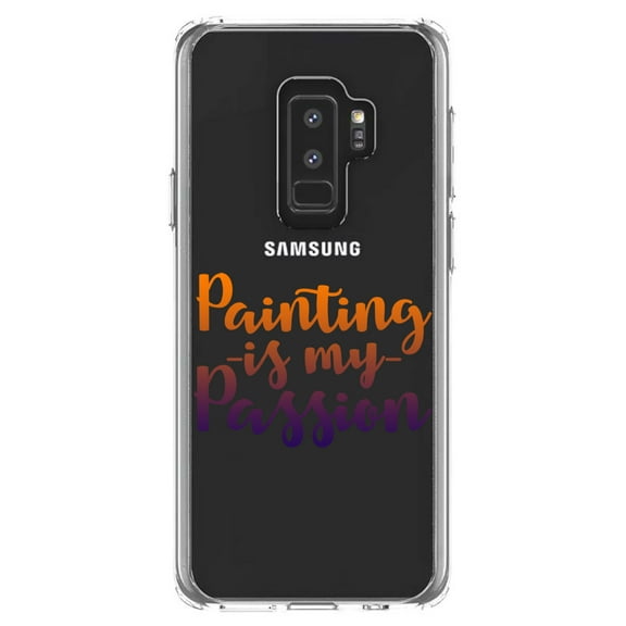 DistinctInk Clear Shockproof Hybrid Case for Samsung Galaxy S9  PLUS (6.2" Screen) - TPU Bumper Acrylic Back Tempered Glass Screen Protector - Painting is My Passion