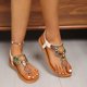 thumbnail image 4 of Sandalias Planas con Correas de Tobillo Bohemian Beaded Toe Post Sandalias para Mujeres, Correa Elástica Zapatos Casuales para el Uso de la Playa de Verano, 4 of 6