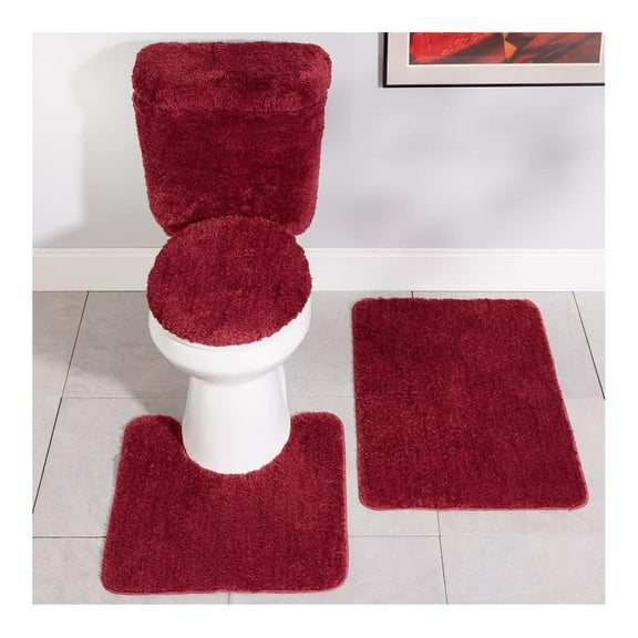 Stoneberry Home Plush 5-Piece Bath Rug Set, Burgundy