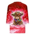 thumbnail image 5 of Women Christmas Highland Cow Shirt Cute Animal Graphic Farm Pullover Country Western Casual 3/4 Sleeve Shirts Tops, 5 of 5