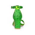 thumbnail image 2 of BLISSFUL STEP Women's Shoes Glitter Ankle Strap Block Heel Prom Sandals Bright Green 6, 2 of 7