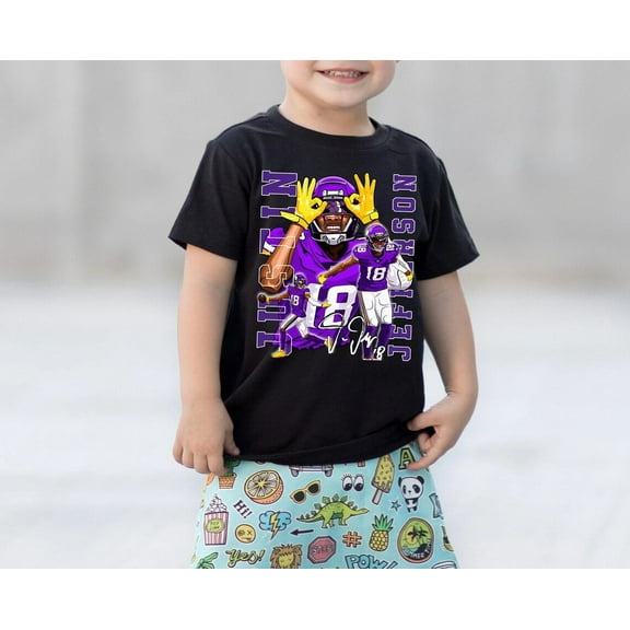 Justin Jefferson Youth Toddler Kids T-Shirt, Minnesota Football Shirt, American Football MVP Player, Football Fans Gift for Girl Boy Kid