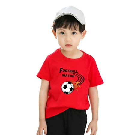 

Hunpta Toddler Kids Girls Boys Football Cartoon 3D Prints Loose Tops Soft Short Sleeve T Shirt Tee Tops Clothes
