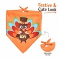 thumbnail image 6 of Thanksgiving Pet Bandana with Cute Turkey Print, Orange, Adjustable Tie for Dogs and Cats, 6 of 7