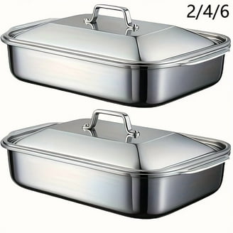 All-Clad Stainless Steel Oval Baker, 15 inch with 2 Red Pot