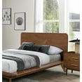 thumbnail image 4 of Walnut Full Size Platform Bed Frame - Solid Wood & Veneer, Mid-Century Modern Bedroom Furniture, Mattress Ready, 57.5"W x 80"D, Tapered Legs, 4 of 6