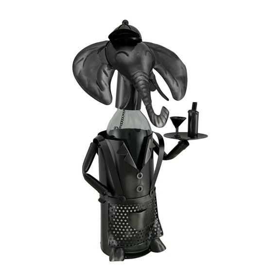 Hold the Bottle Elephant Waiter Sculptured Steel Decorative Wine Bottle Holder