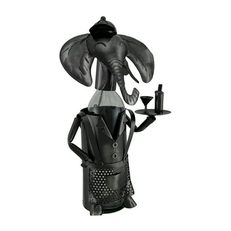Hold the Bottle Elephant Waiter Sculptured Steel Decorative Wine Bottle Holder