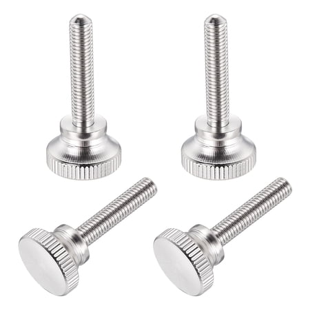 Uxcell 8Pcs M5x25mm Knurled Thumb Screws, 304 Stainless Steel Flat Head Thumb Screws with Shoulder Grip Knobs, Hand Tighten Bolts Fasteners - Machine Mounting Use, Silver