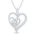 thumbnail image 2 of AFFY Heart Cut White Cubic Zirconia " I LOVE YOU MOM " Double Heart Pendant Necklace In 14k White Gold Over Sterling Silver, 2 of 7