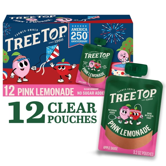 Tree Top No Sugar Added Pink Lemonade Apple Sauce 12 - 3.2 oz Pouches