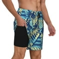 thumbnail image 3 of Balery Hawaiian Style Mens Swim Trunks Swim Shorts for Men Quick Dry Inseam Beach Shorts with Compression Liner Pocket-, 3 of 9