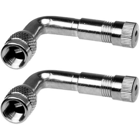 Tire Valve Stem Extensions 2 Pieces Universal Metal 90 Degree Angled Valve Stem Extensions for Car Truck Motorcycle Scooter Bike Silver