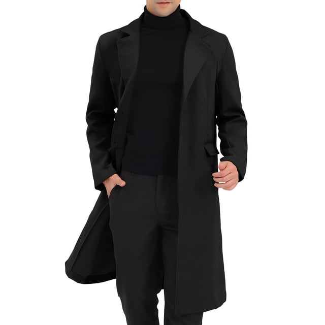 Abrigo de hombre INSPIRE CHIC de un solo botón con solapa, de manga larga, con abertura trasera, abrigo exterior XL negro oscuro