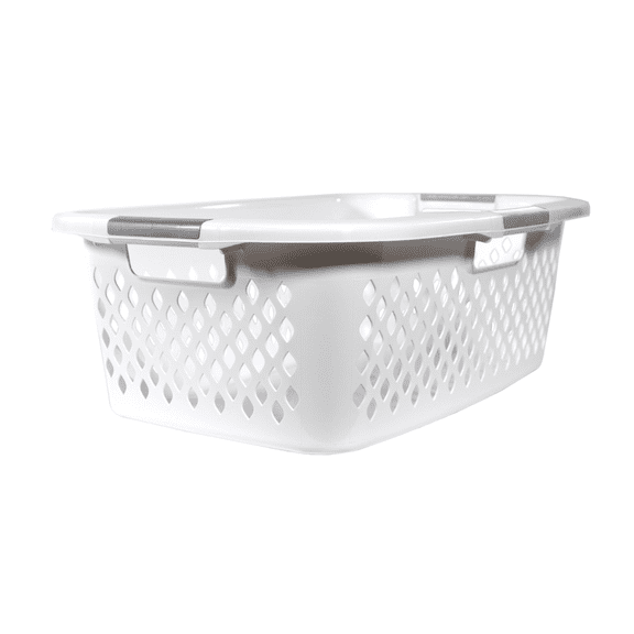 Home Logic 1.5-Bu Front Load Plastic Laundry Basket, White (Set of 4)