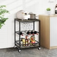 thumbnail image 2 of 3-Tier Bar Carts Kitchen Serving Utility Cart on Wheels with Storage for Outdoor,Kitchen,Club,Living Room, Wood Furniture with Metal Frame, 2 of 7