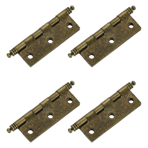 4 Pcs Metal Non-Mortise Hinge, Cabinet Door Hinges for Furniture Hardware Closet Window, Bronze