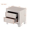 thumbnail image 3 of Oufan Mid Century Nightstand with 2 Drawers, Upholstered Nightstand with Storage, Bedside Table End Table with Silver Glitter Strip & Metal Legs for Bedroom, Living Room, Easy Assembly, Beige, 3 of 7