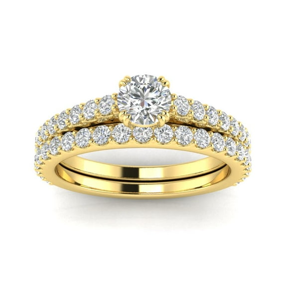 1.00ctw Diamond Engagement Ring Bridal set in 10k Yellow Gold (G-H, I2-I3, 1.00ctw)