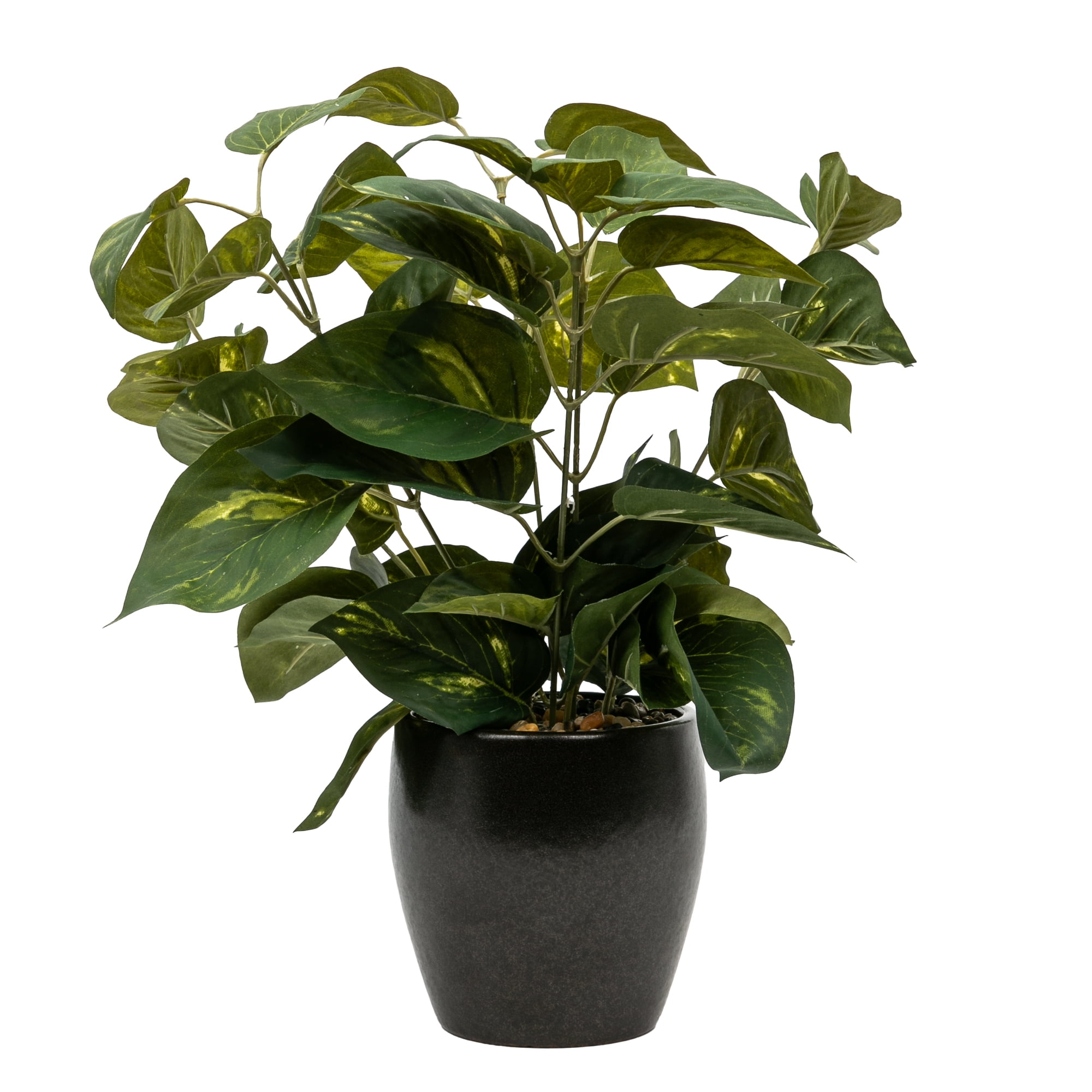 Better Homes & Gardens Artificial Dieffenbachia in Dark Brown Ceramic Planter, 12 in