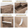 thumbnail image 3 of Hassch 6 Drawers Dresser for Bedroom, 43.9"H Tall Wood Chest of Drawers with Spacious Storage Space, Rustic Storage Dressers Organizer, for Living Room, Hallway, Home Office, Gray, 3 of 7