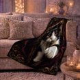 thumbnail image 6 of Elegant Tuxedo Cat Portrait, Mystical Pet Portrait Pattern, Warm Flannel Blanket for Living Room and Bedroom with Detailed Artwork, Cat Lovers autumn celebration Gift, Pet Lover Home Decor, 6 of 9