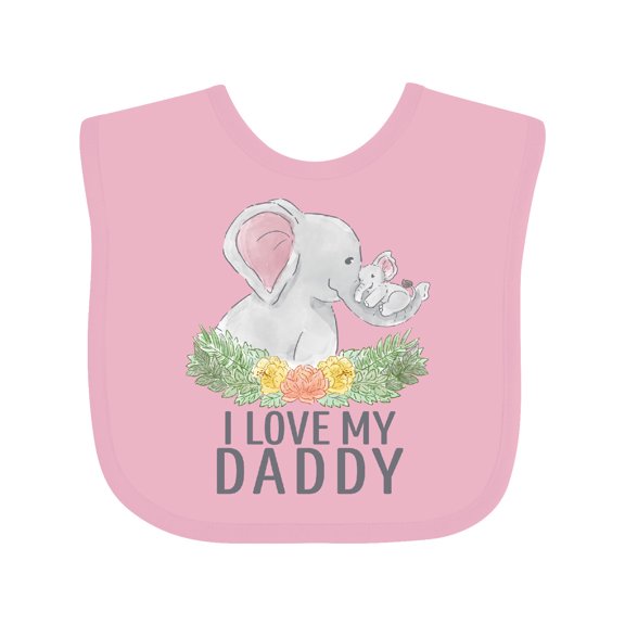 Inktastic I Love My Daddy Cute Elephants and Spring Flowers Boys or Girls Baby Bib