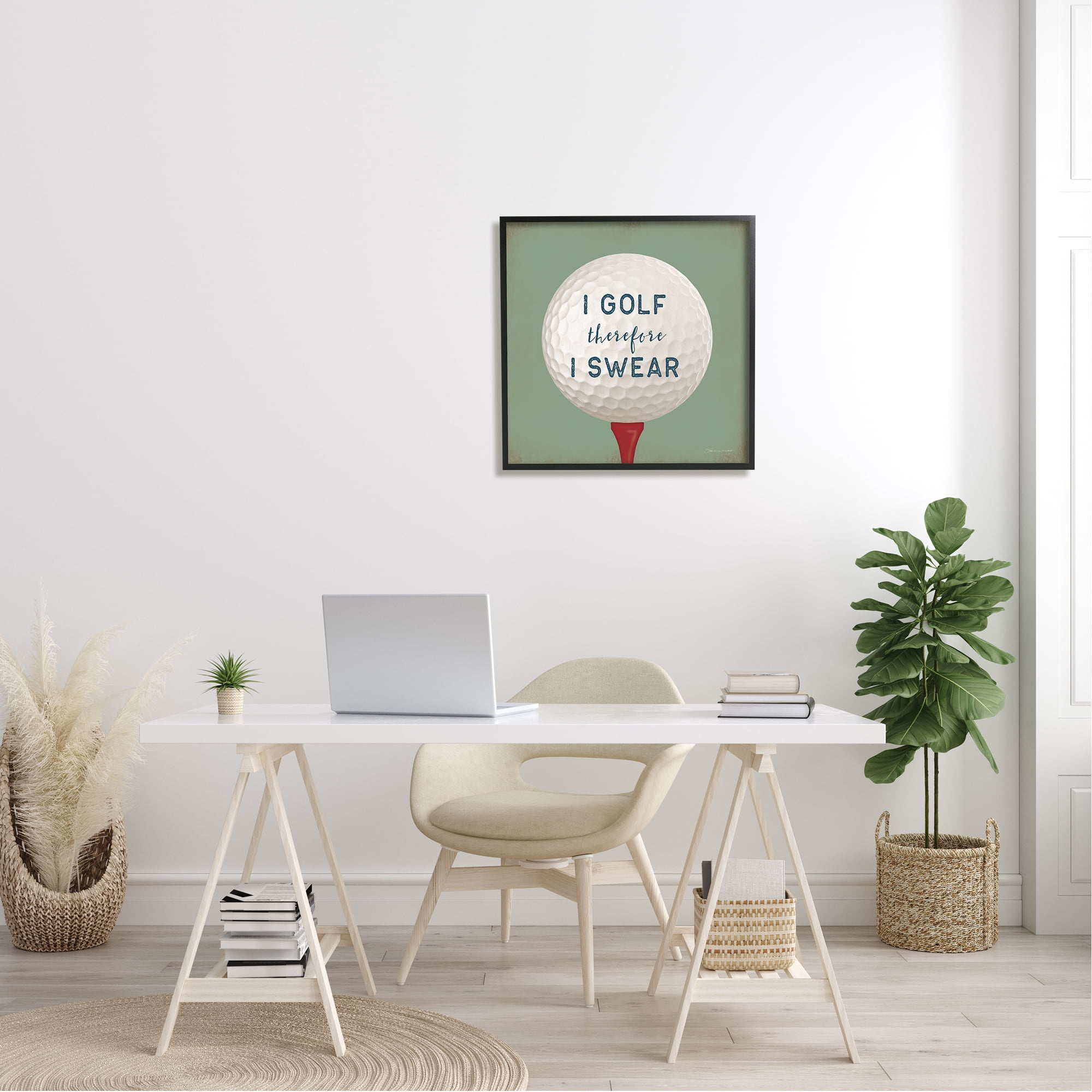 Stupell Golf Therefore I Swear Funny Sports Sports Painting Black Framed Art Print Wall Art