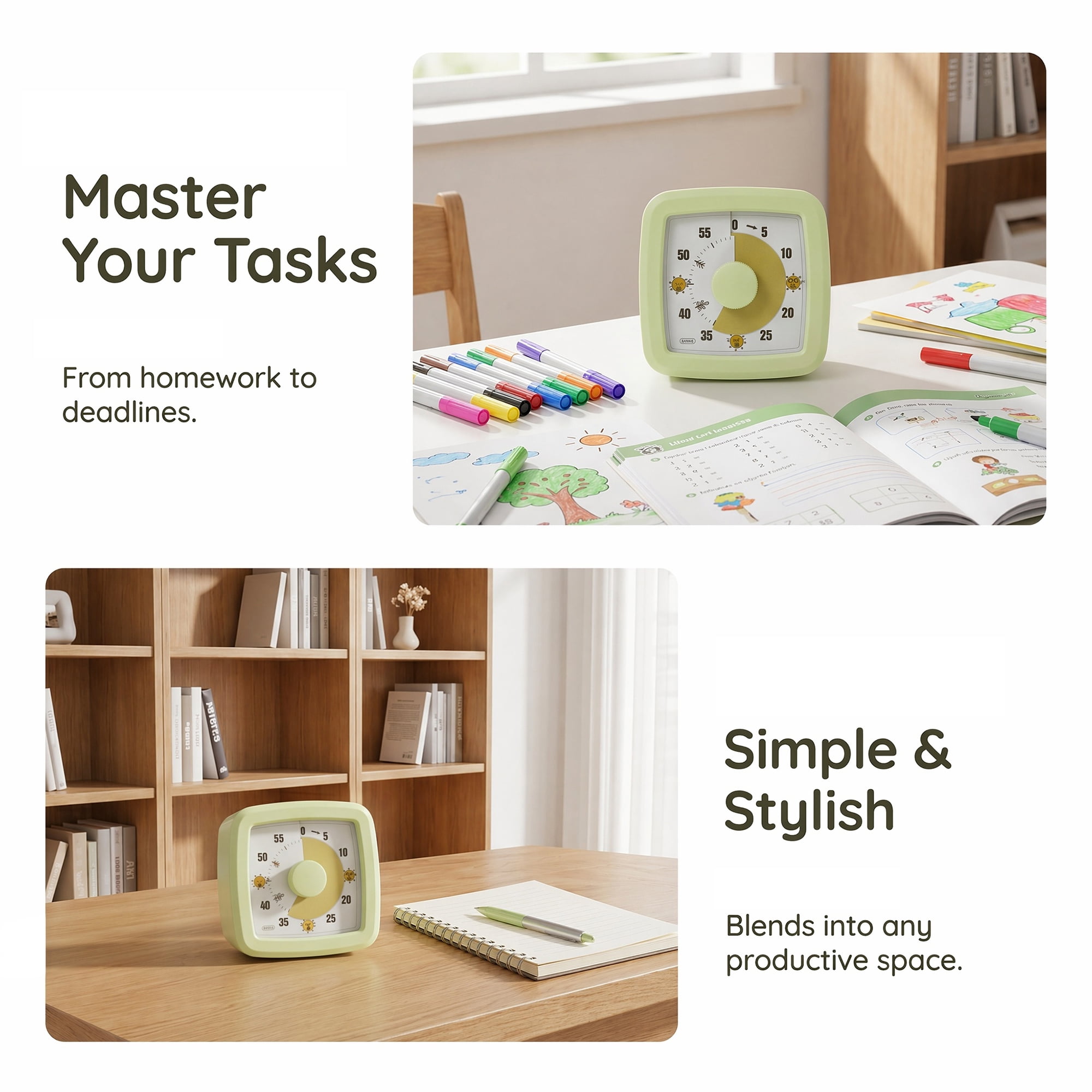 Unique Bargains 60 Minute Digital Visual Timer with Loud Alarm for Studying Green C