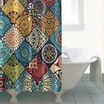 thumbnail image 5 of Extra Long Boho Shower Curtain 72x84 Inches - Vintage Floral & Tropical Leaves Pattern, Waterproof Bohemian Bathroom Decor with 12 Hooks, Tribal Rustic Style, 5 of 5