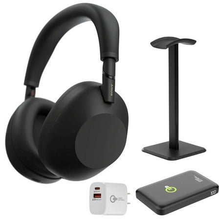 Sony WH-1000XM6 Wireless Noise Canceling Closed Back Over-Ear Headphones, Black  Power Bank   20W 2-Port USB Wall Charger