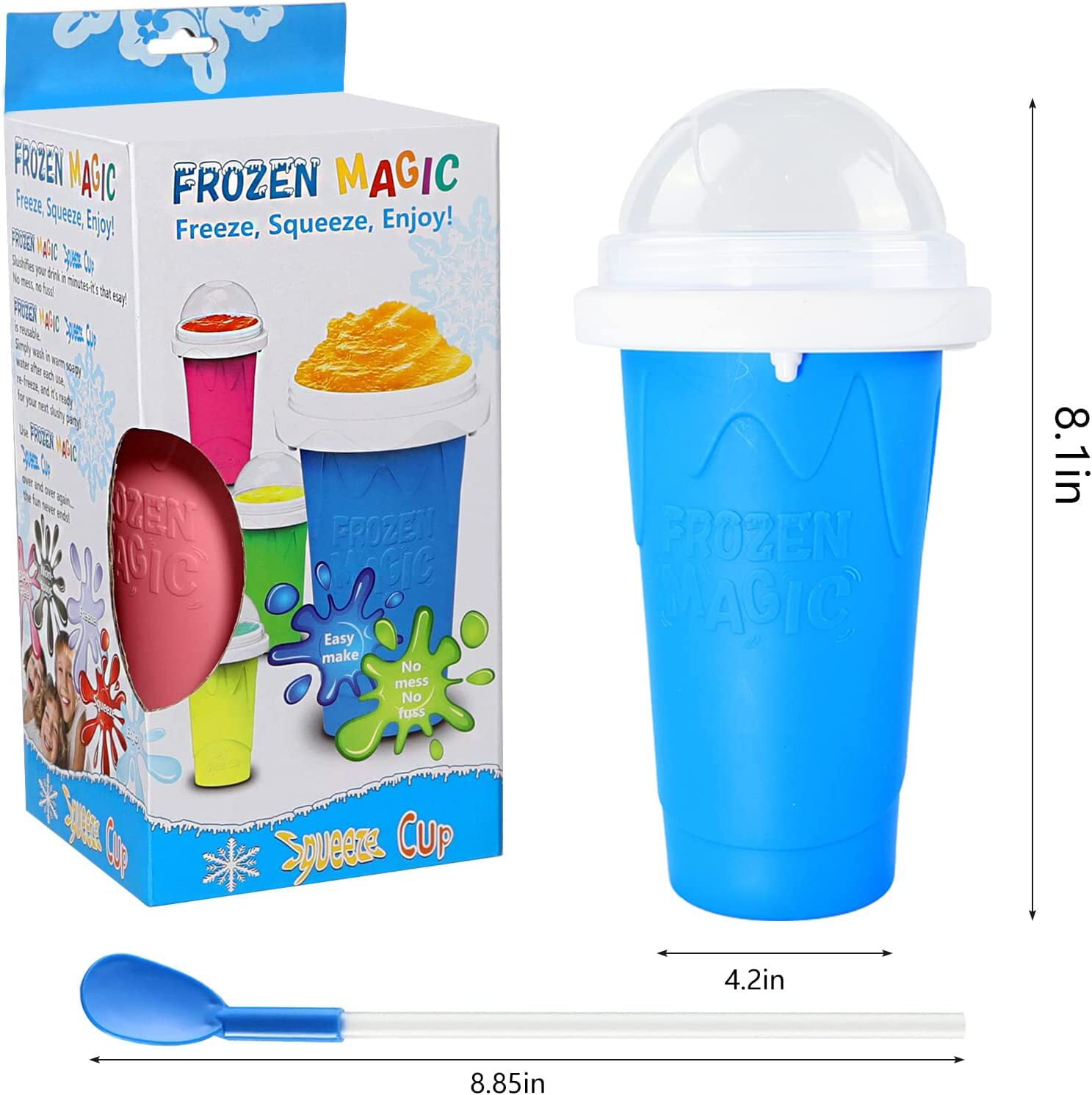 QwayHome 2PC Slushie Maker Cup,DIY Frozen Magic Slushy Cup,Double Layers  Silica Smoothie Pinch Ice Cup,Quick Cooling Cup Homemade Milk Shake Ice  Cream