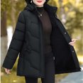 thumbnail image 6 of Christmas Gift Ofreoo Women's Winter Casual Loose Fashion Color Pocket Zippered Tops Reversible Long Cotton Coat Winter Coats for Women, 6 of 8