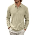 thumbnail image 5 of Hngshg Mens T-Shirts Big and Tall Comfy Button Up Collared Tops Long Sleeve Solid Color Pullover Tee Shirts, 5 of 7