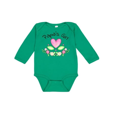 

Inktastic Papa s Girl- heart flowers Gift Baby Girl Long Sleeve Bodysuit
