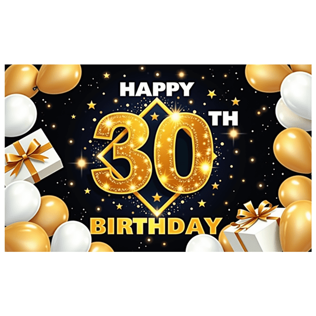 Decorative Design Happy Birthday Banner Gift Elements Party Backdrop Balloon Decoration 30th Birthday Celebration for Birthday Party Indoor Decoration Photo Shoot