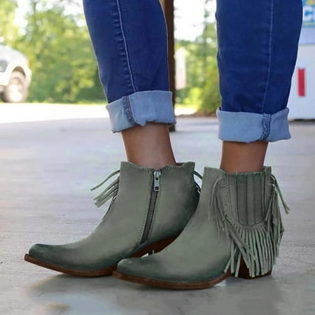 

Tdoqot 2023 Boots for Women- Casual Christmas Gifts Chunky Heel Mid-Heel Women s Ankle Boots Green 38