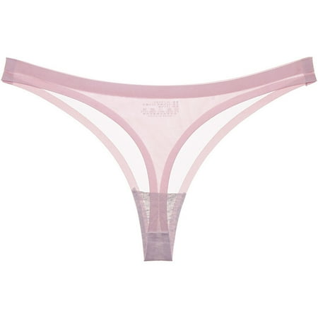 

Womens Sexy Low Rise Ice Silk Thongs Underwear Seamless Solid Sports G-String