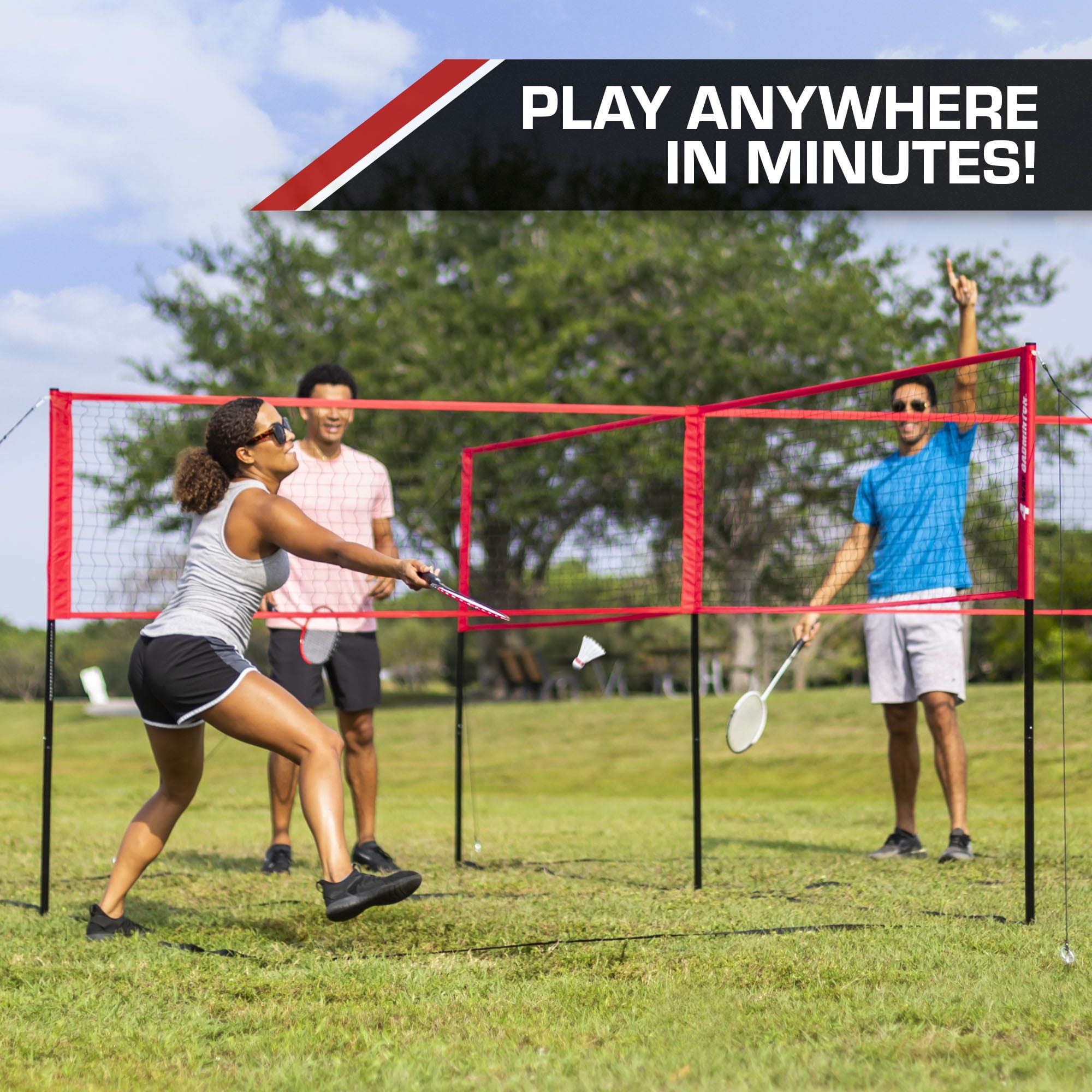 EastPoint Sports 14' x 14' 4-Way Badminton Net Set