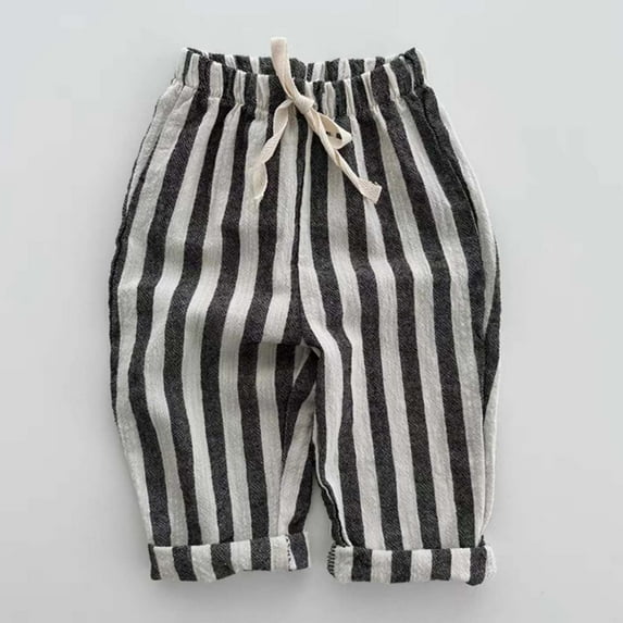 RTKFRFLM Kids Relaxed Fit Trousers Solid Color Casual Long Pants for Daily Wear Black 80